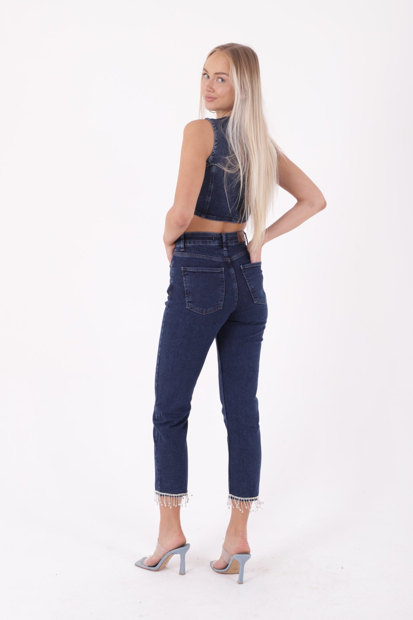 Paçasılı Dikişsiz Paça Mom Kot Pantolon 1890