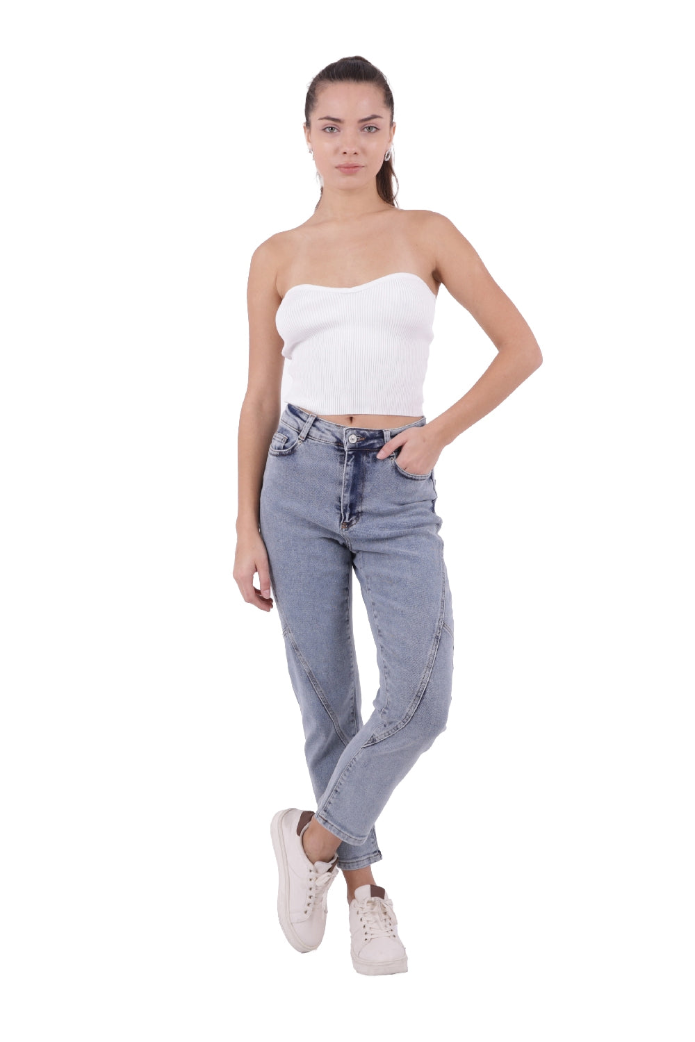 Parçalı Mom Pantolon 778