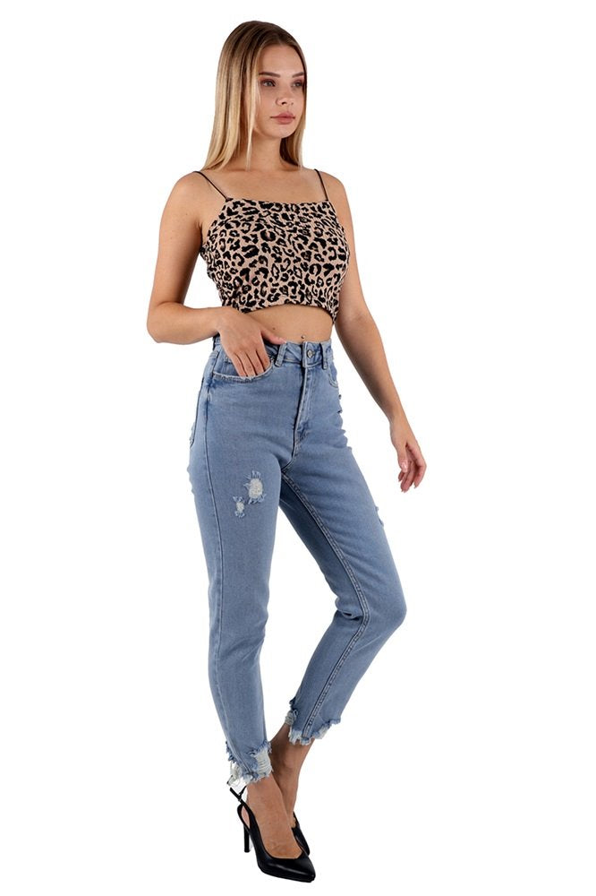 Paçası Mom Fit Kot Pantolon 884