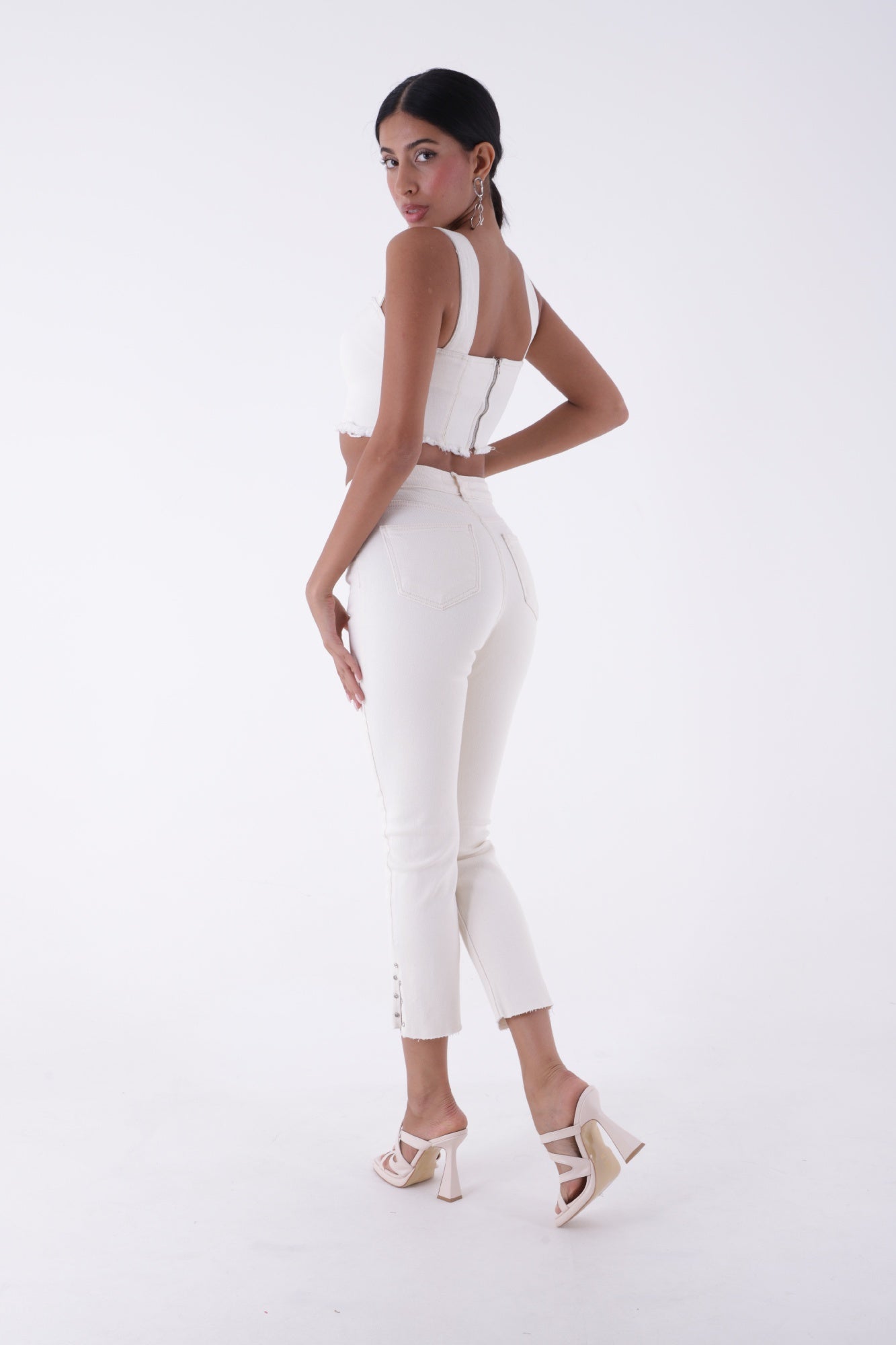 Yanı Yırtmaçlı Flare Paça Mom Kot Pantolon 1774