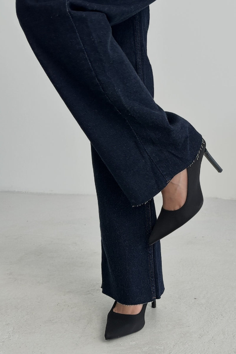 Dekoratif Cep Detaylı Palazzo Kot Pantolon 1710