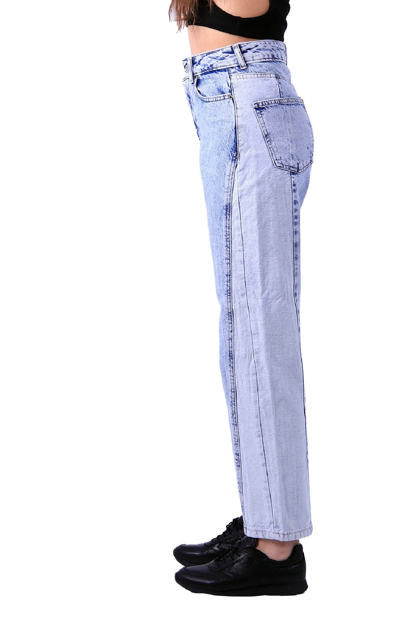 Parçalı Çift Renkli Kot Pantolon 932