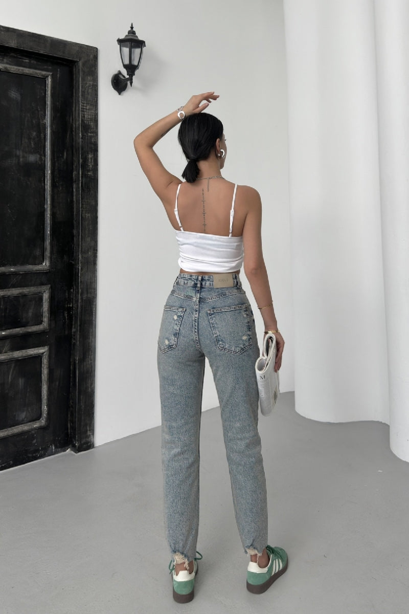 Paçası Mom Fit Kot Pantolon 884