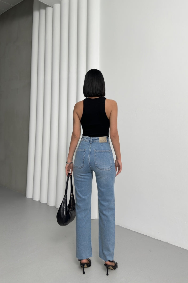 Cep Detaylı Palazzo Kot Pantolon 7073