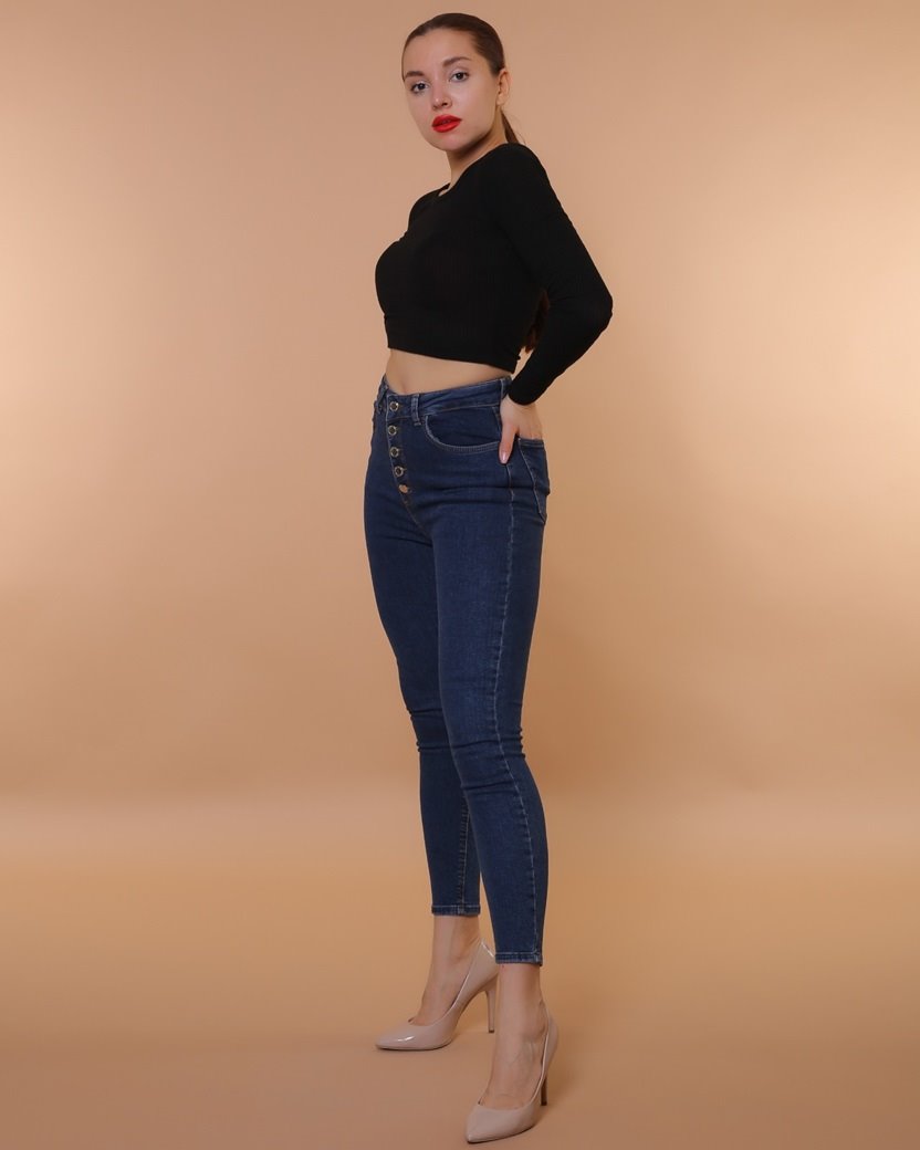 Önü 5 Düğmeli Skinny Kot Pantolon 755