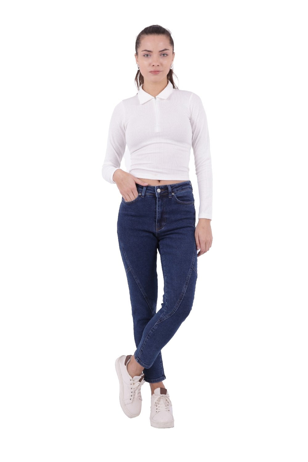 Parçalı Mom Pantolon 778