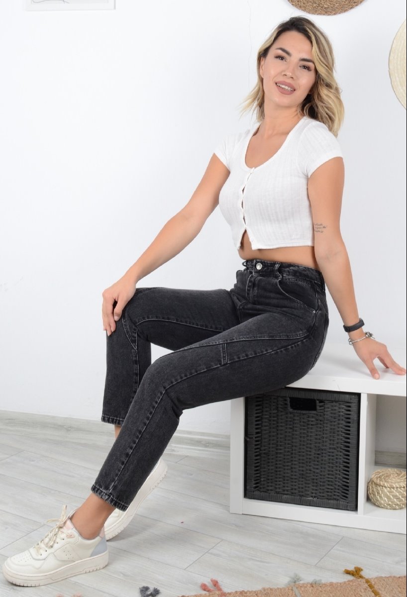 Parçalı Mom Pantolon 778