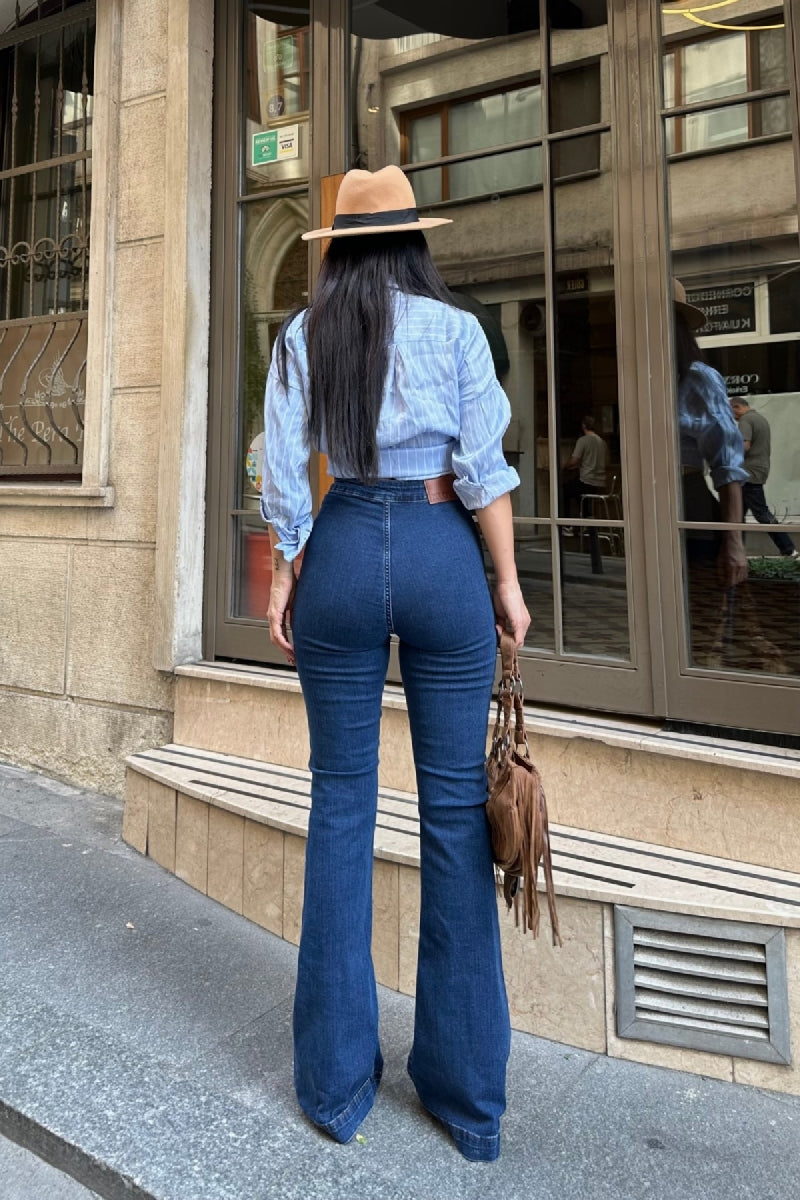 Çok Düğmeli İspanyol Kot Pantolon 7094