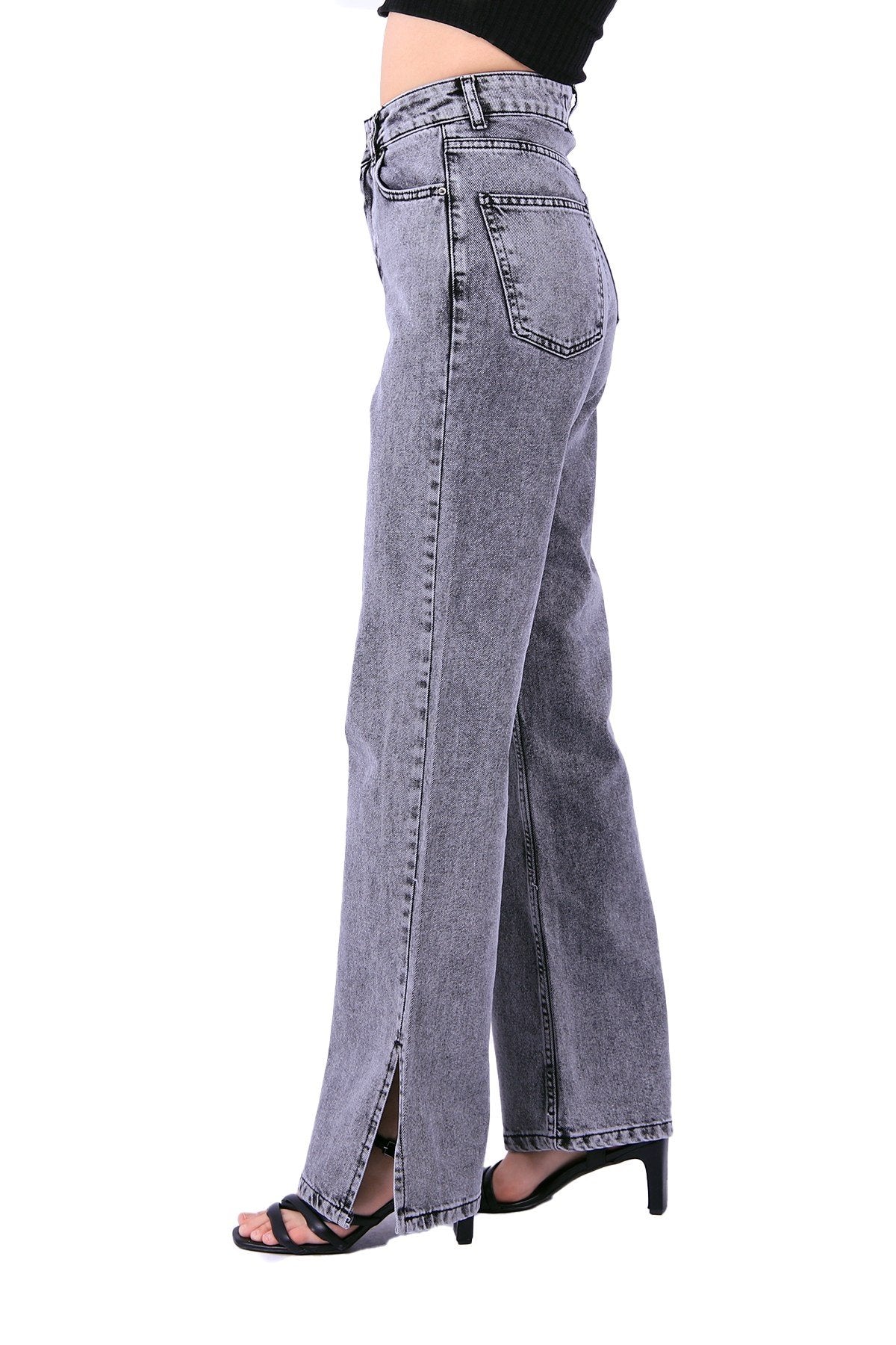 Paçası Yırtmaçlı Mom Fit Kot Pantolon 1732