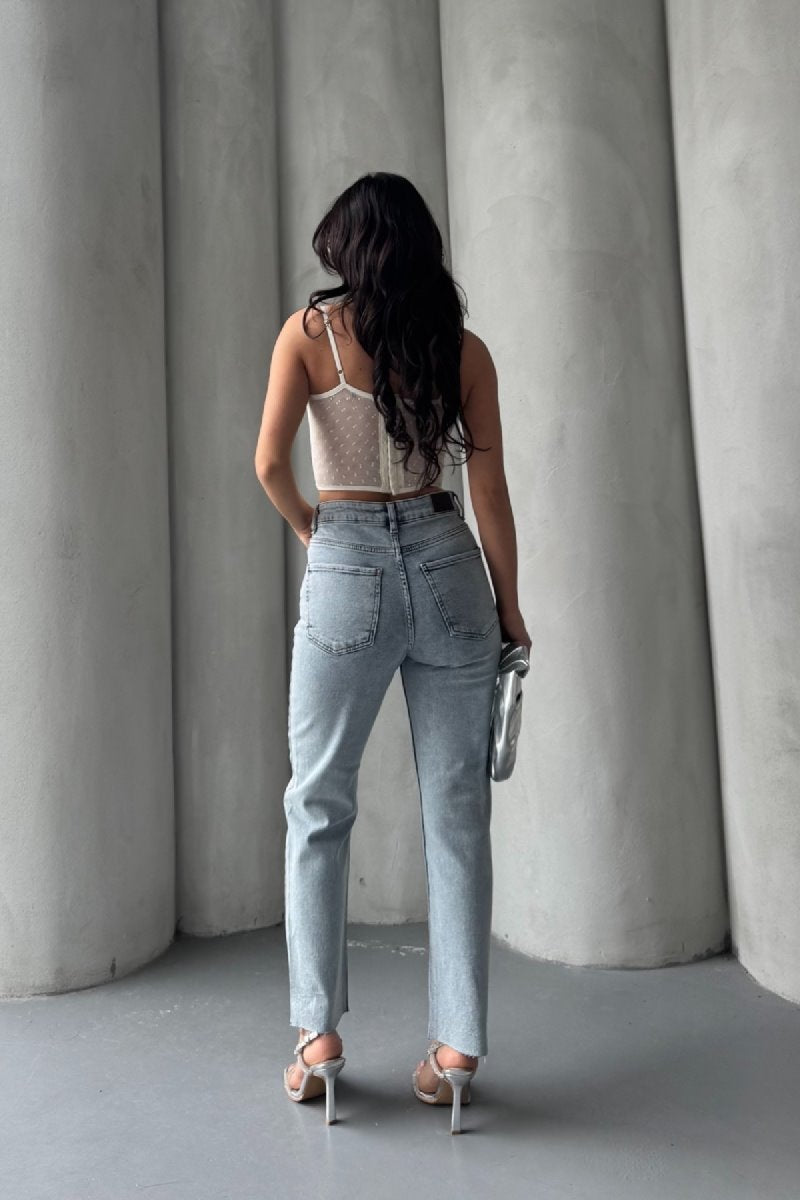 Serpme Yıldızlı Mom Fit Kot Pantolon 7040