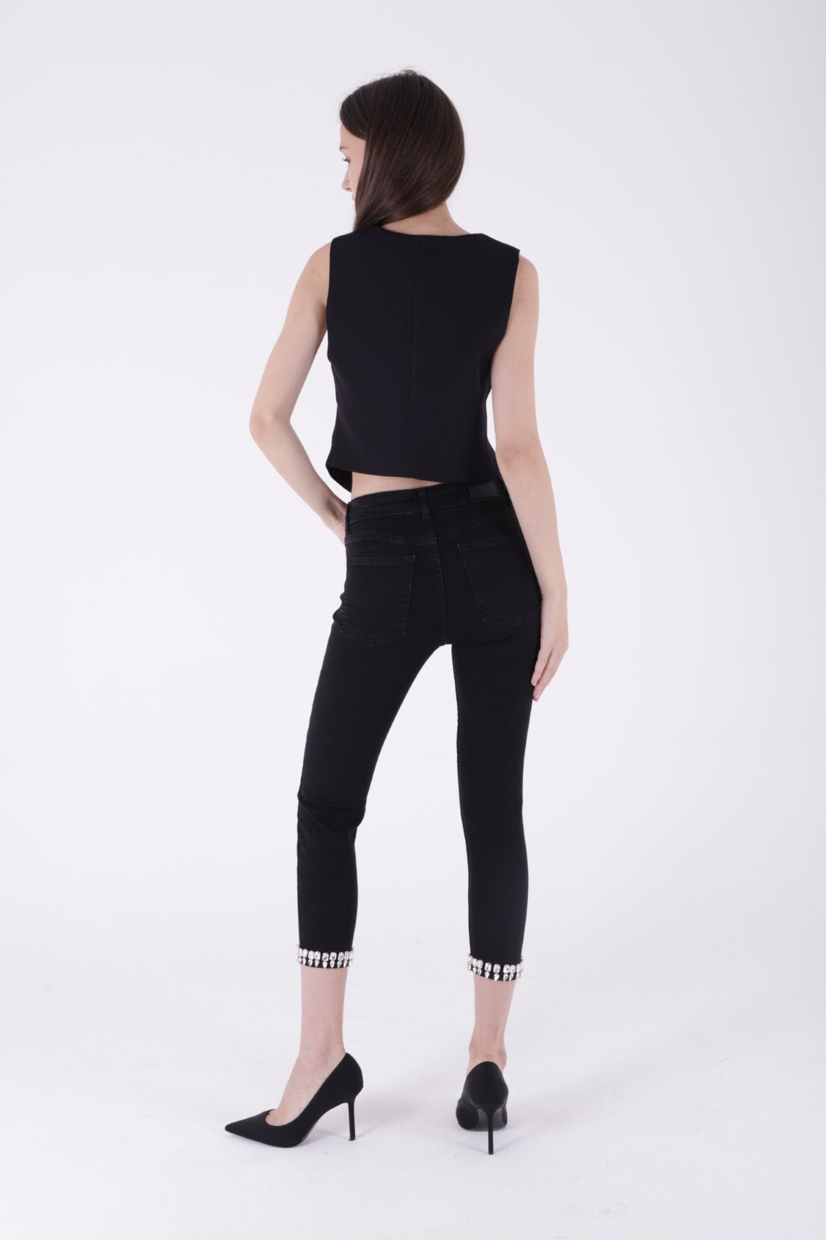 Paçası Taşlı Skinny Kot Pantolon 7037