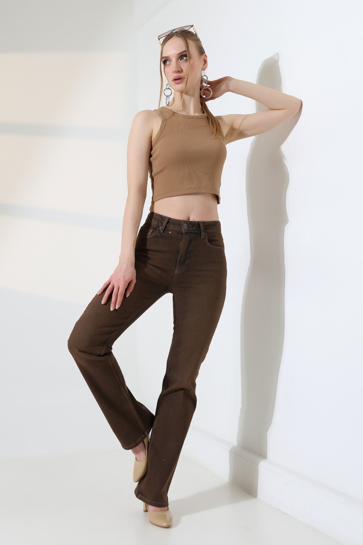 Serpme Taşlı Relax Kot Pantolon