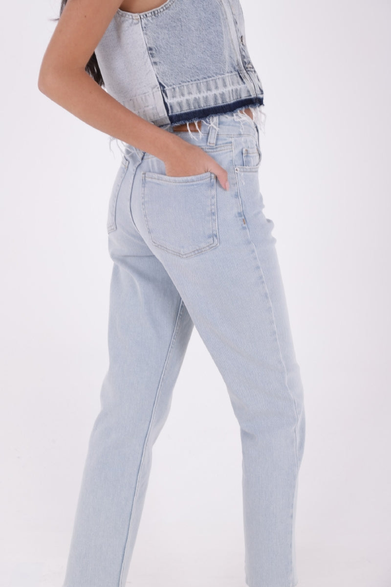 Dikişsiz Paça Mom Fit Kot Pantolon 764