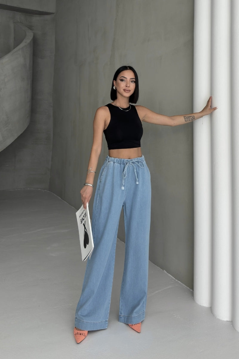 Beli Lastikli Palazzo Pantolon 7076