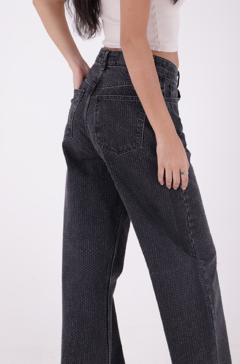İğne Kırığı Desenli Relax Kot Pantolon 7049