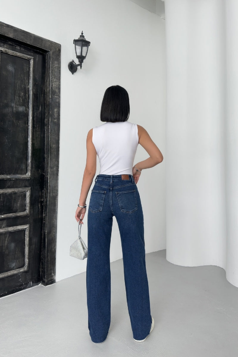 Taşlı Straight Kot Pantolon 7112