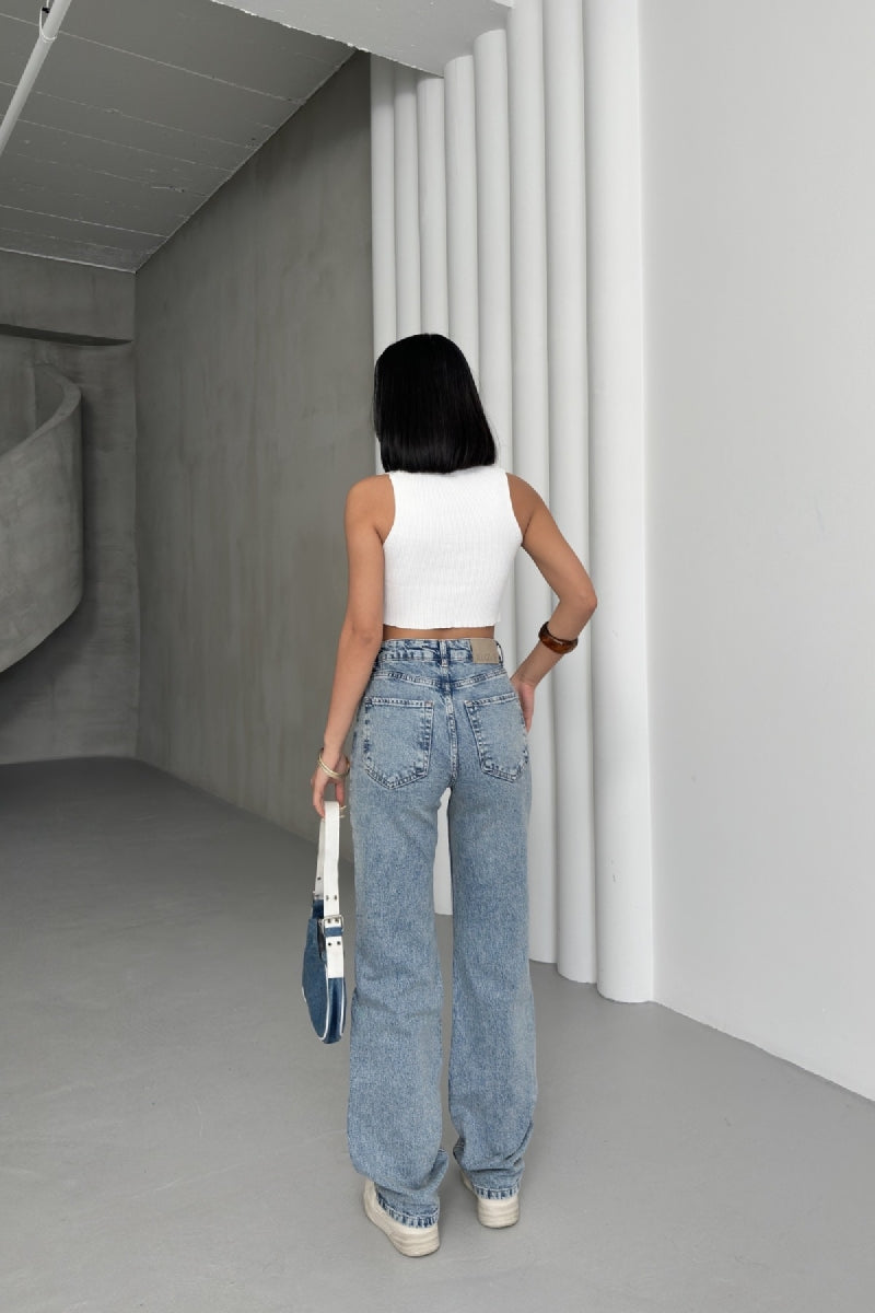 Yüksel Bel Straight Kot Pantolon 7033