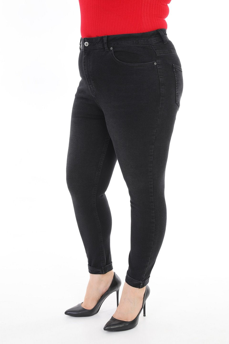 Duble Paça Skinny Kısa Boy Kot Pantolon 820