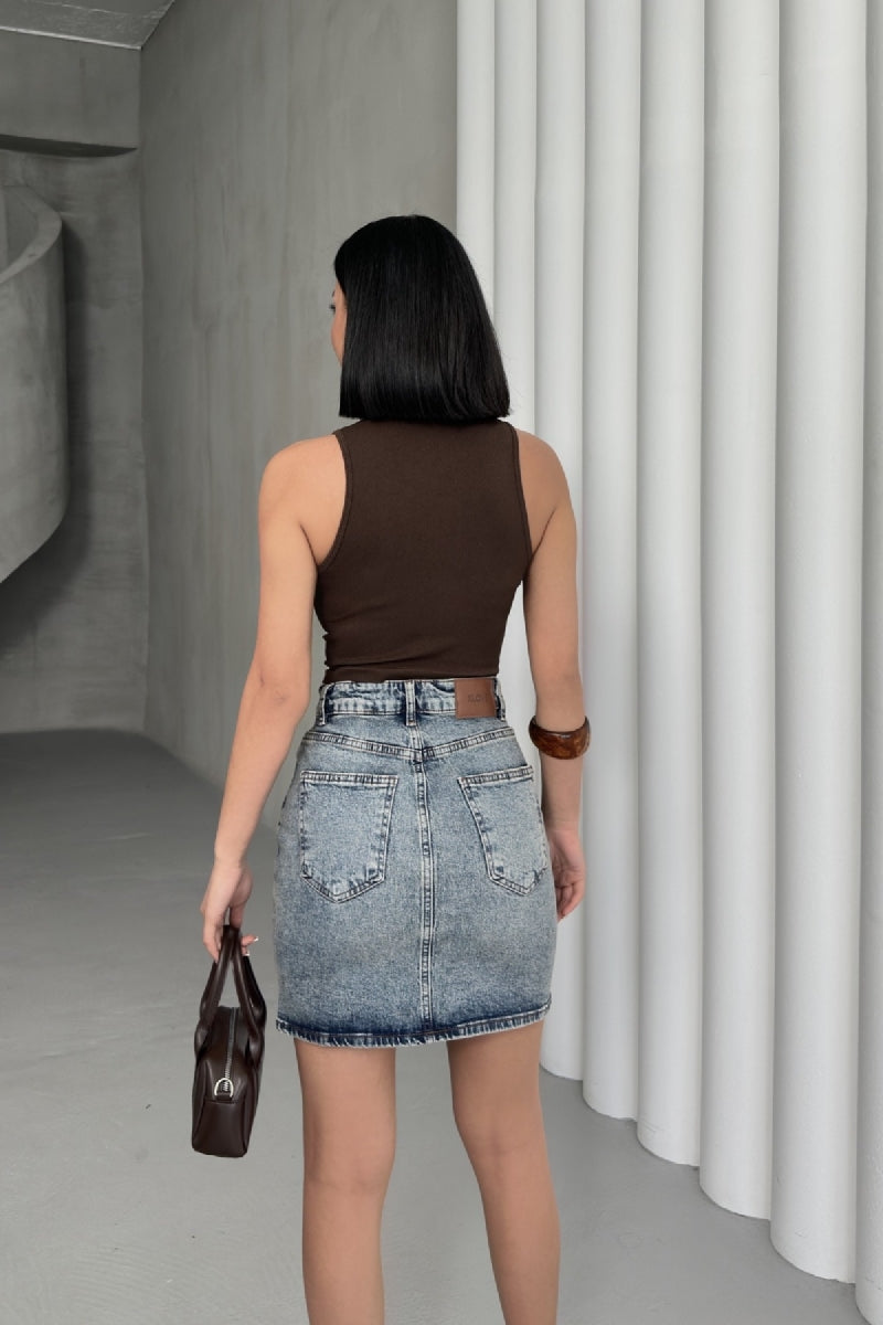 Kısa Boy Kot Etek 1036