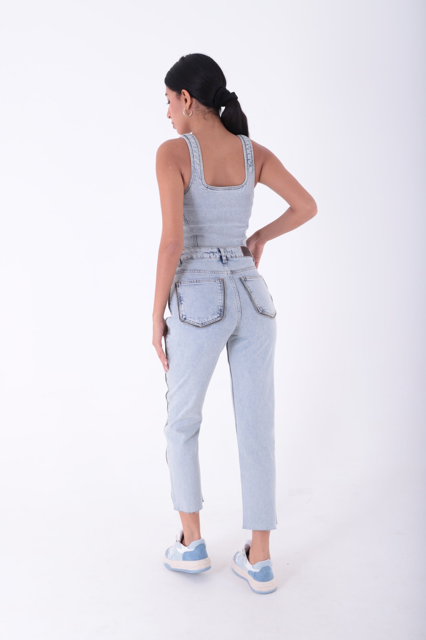 Şerit Fermuarlı Kot Pantolon 7004