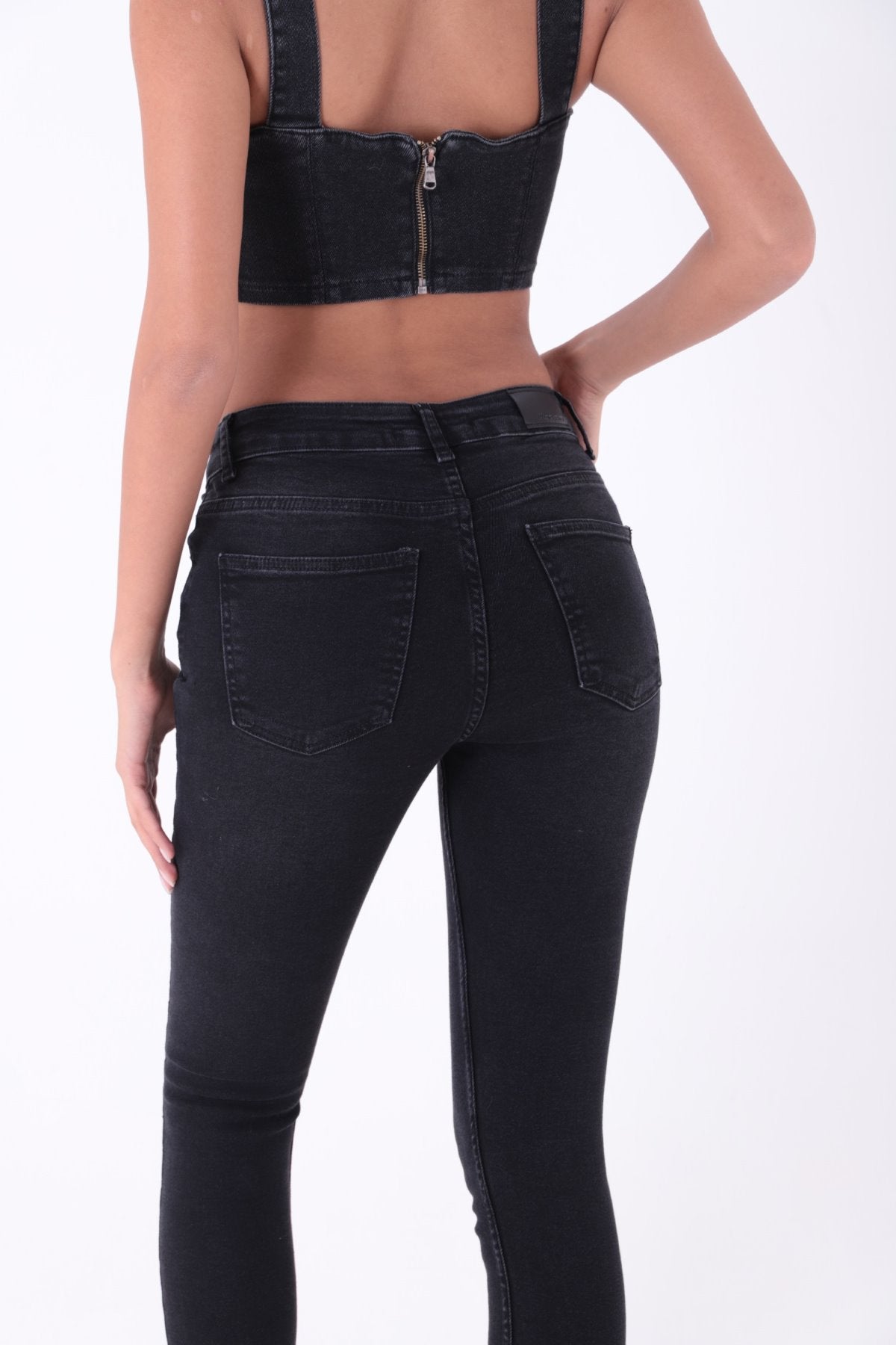 Duble Paça Skinny Kısa Boy Kot Pantolon 820