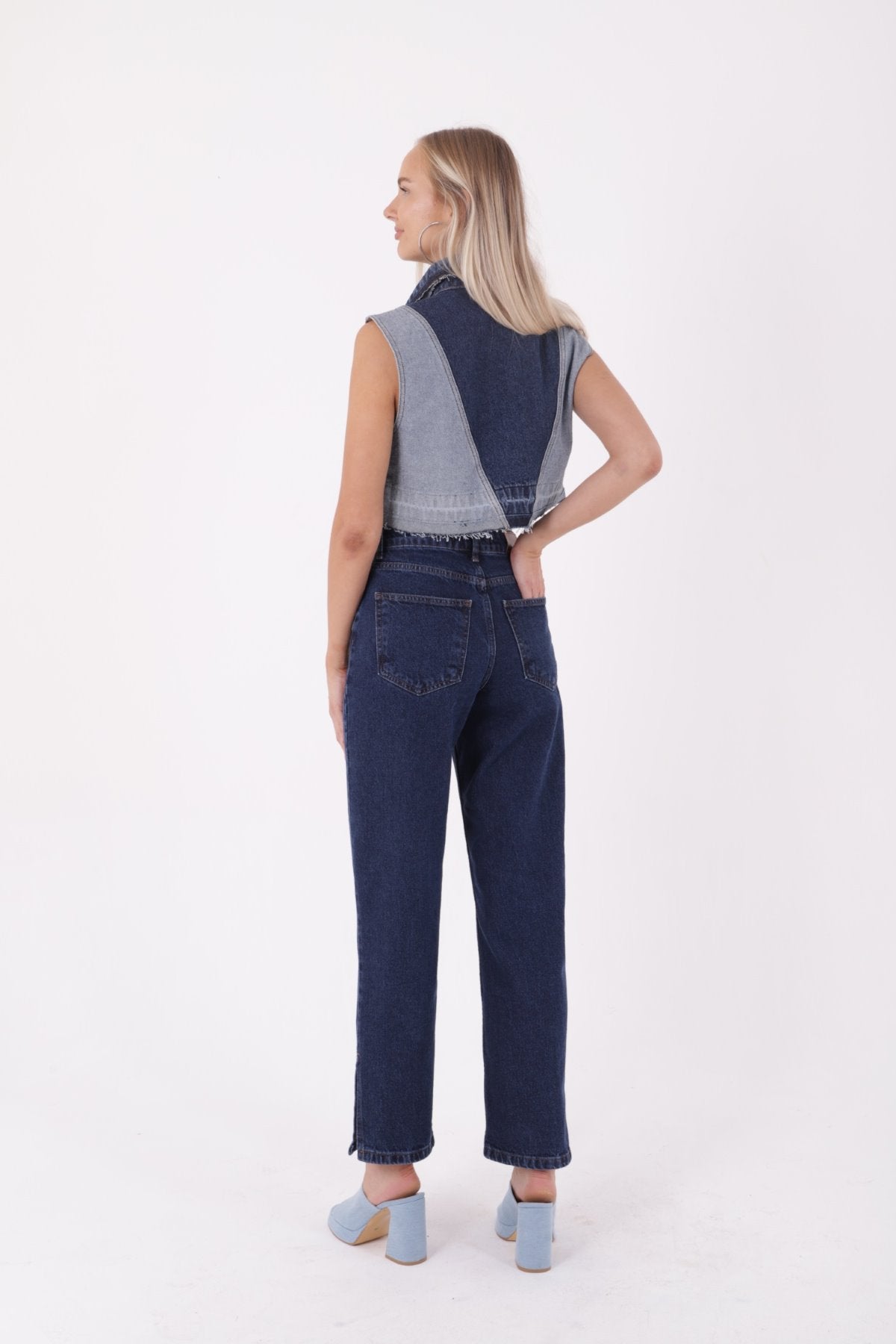 Paçası Yırtmaçlı Boru Paça Relax Kot Pantolon 931