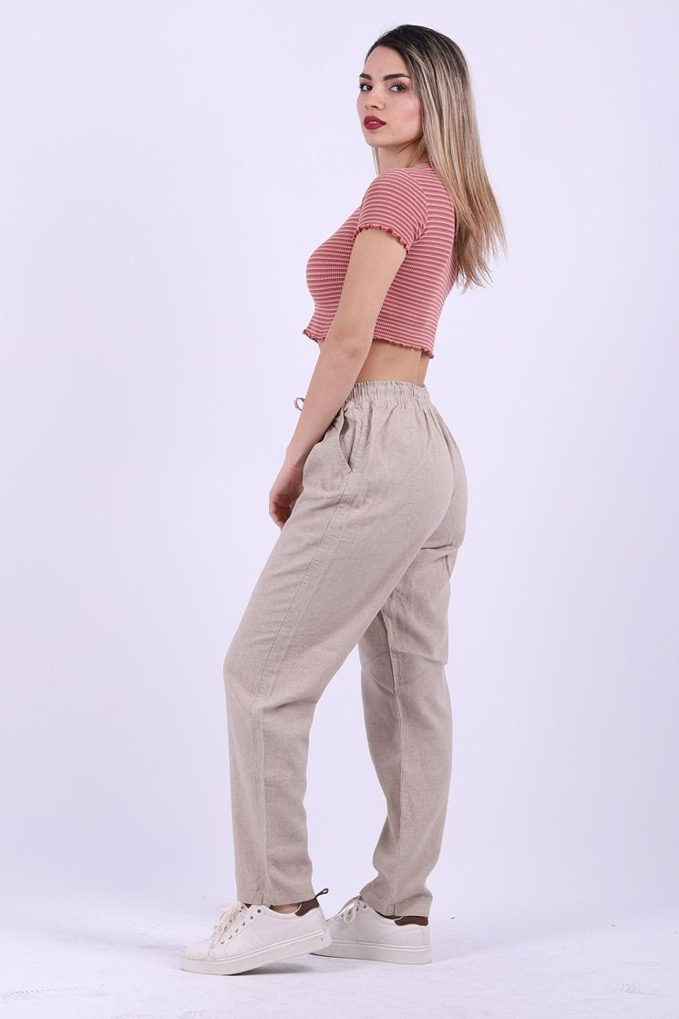 Beli Lastikli Keten Pantolon 996