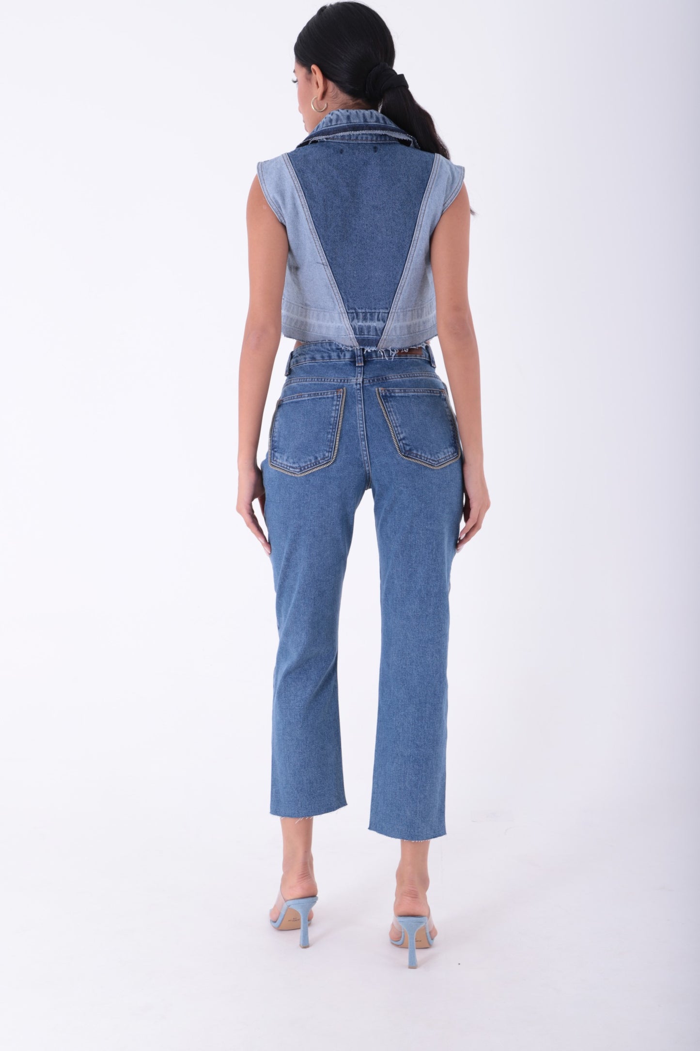 Şerit Fermuarlı Kot Pantolon 7004