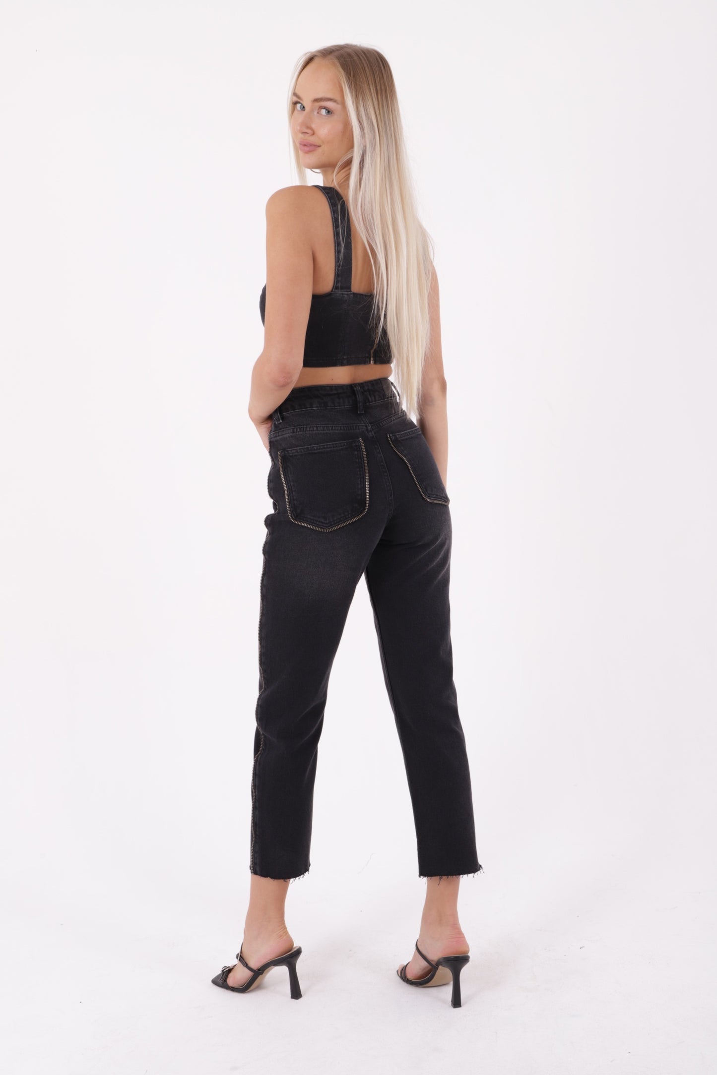 Şerit Fermuarlı Kot Pantolon 7004