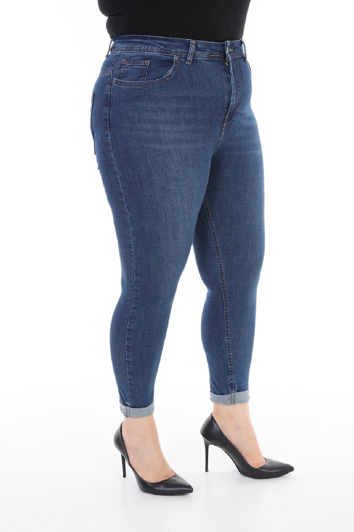 Duble Paça Skinny Kısa Boy Kot Pantolon 820