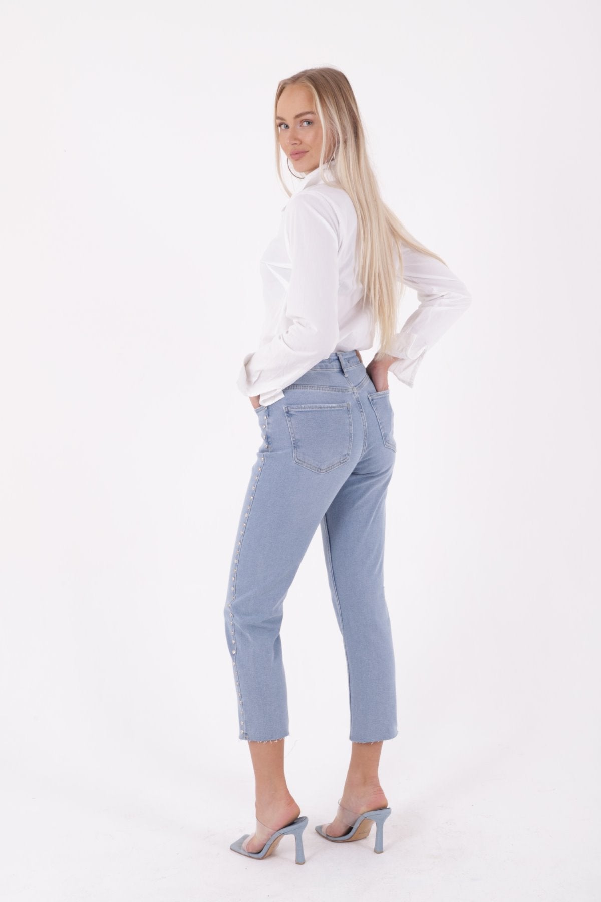 Yanı Drop Detaylı Mom Fit Kot Pantolon 1895