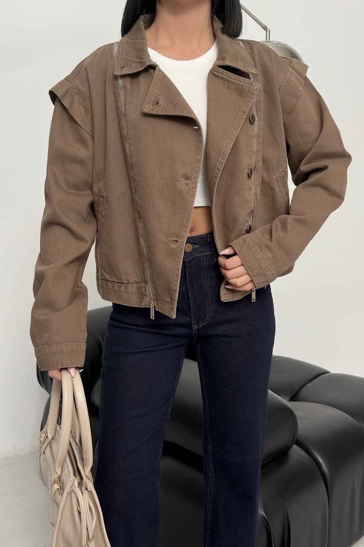 Fermuar Detaylı Kot Ceket 6141