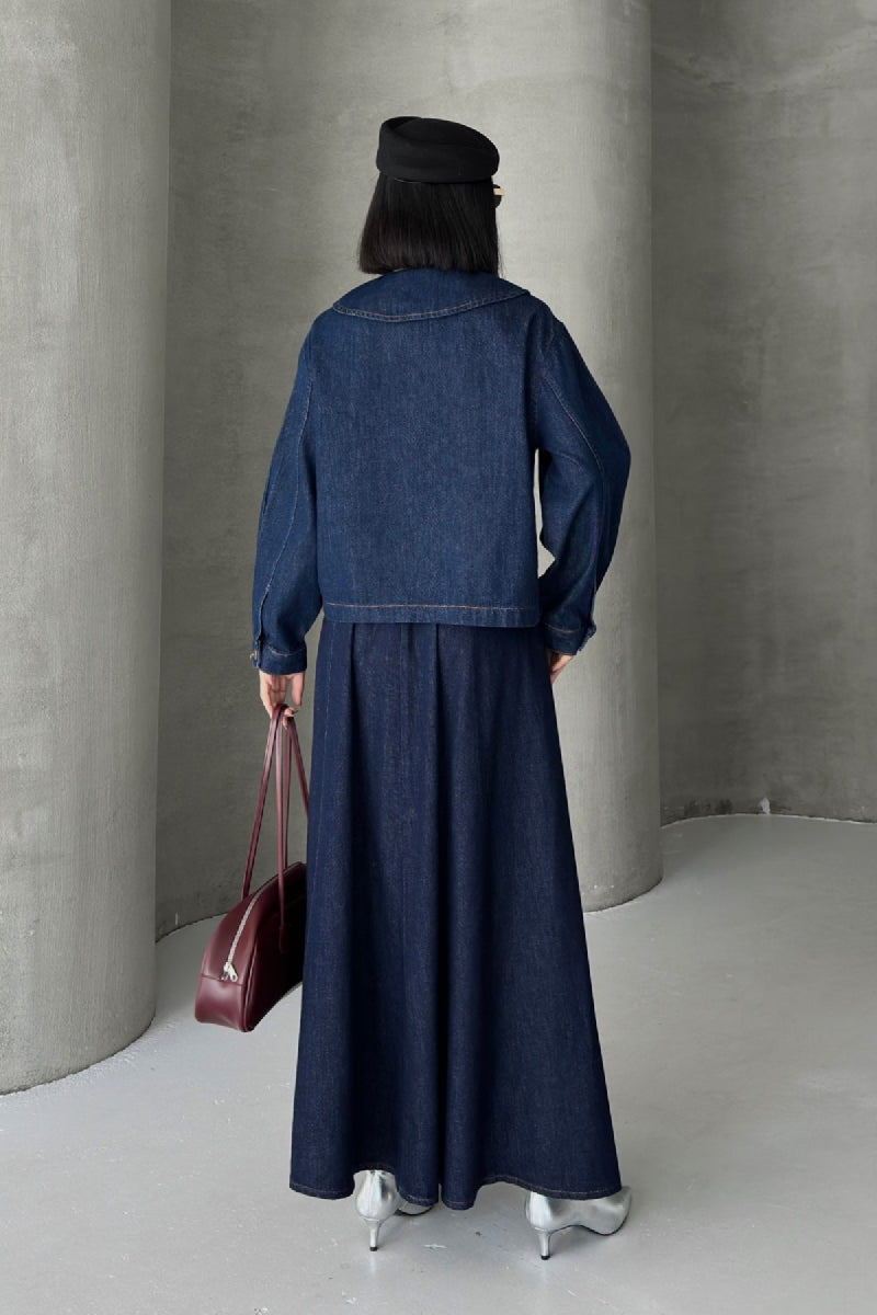 Beli Lastikli Volanlı Uzun Etek 1063