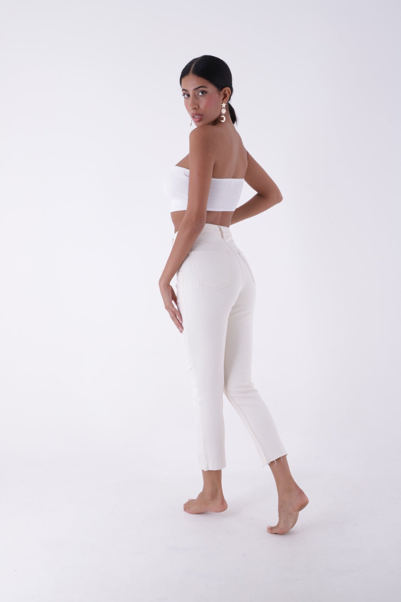 Parçalı Önü Yırtmaçlı Dikişsiz Paça Pantolon 1743