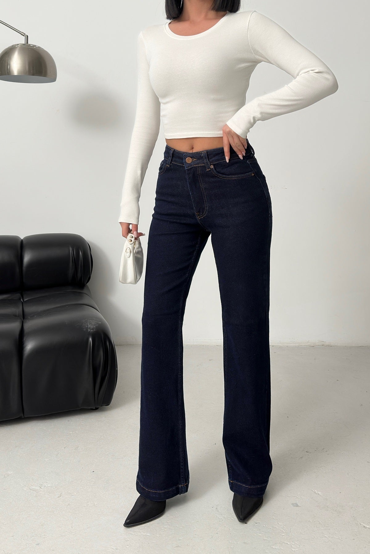 Dikişli Paça Bol Paça Relax Kot Pantolon 7026