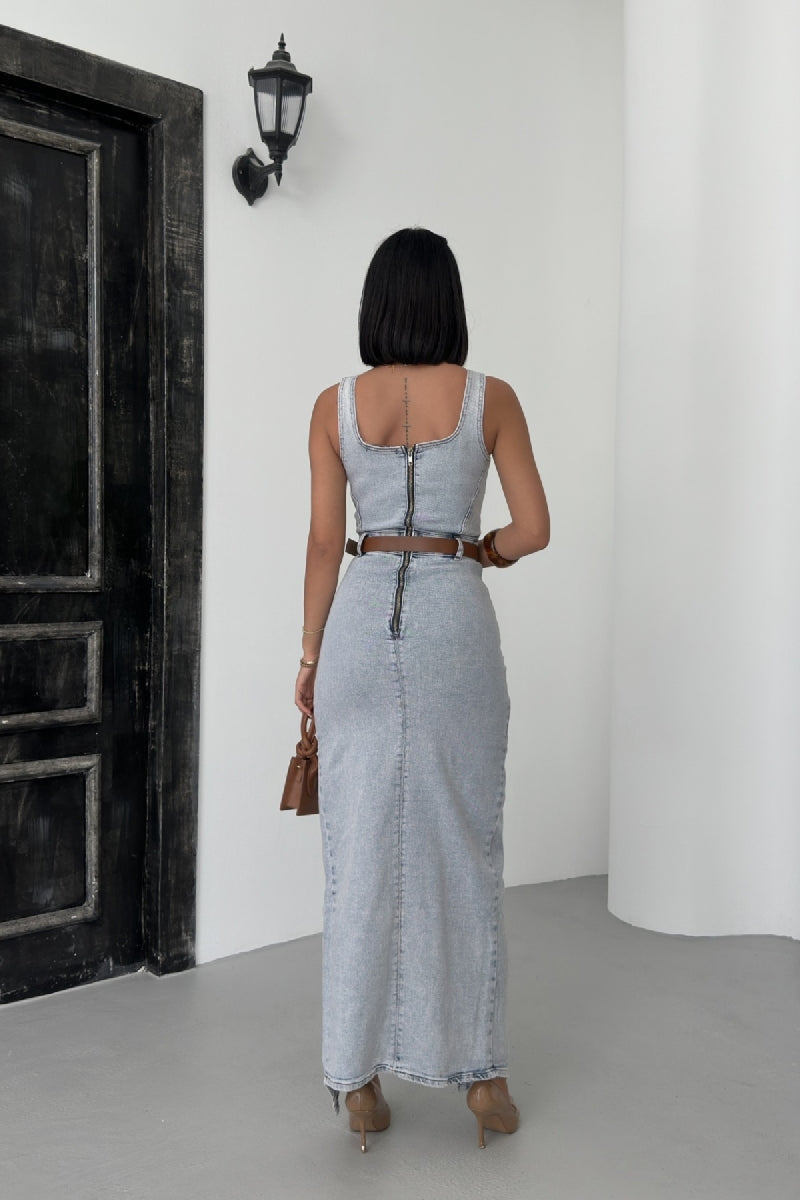 Askılı Kuplu Asimetrik Detaylı Kot 3019