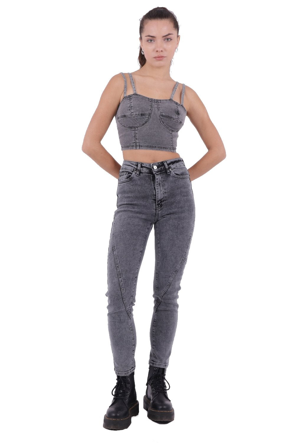 Parçalı Mom Pantolon 778