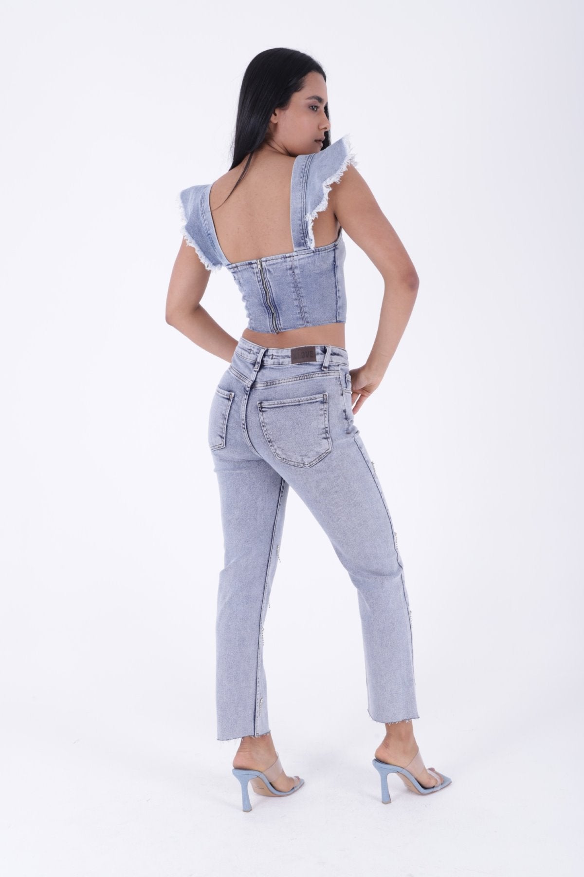 Damla Taşlı Mom Fit Kot Pantolon 7024