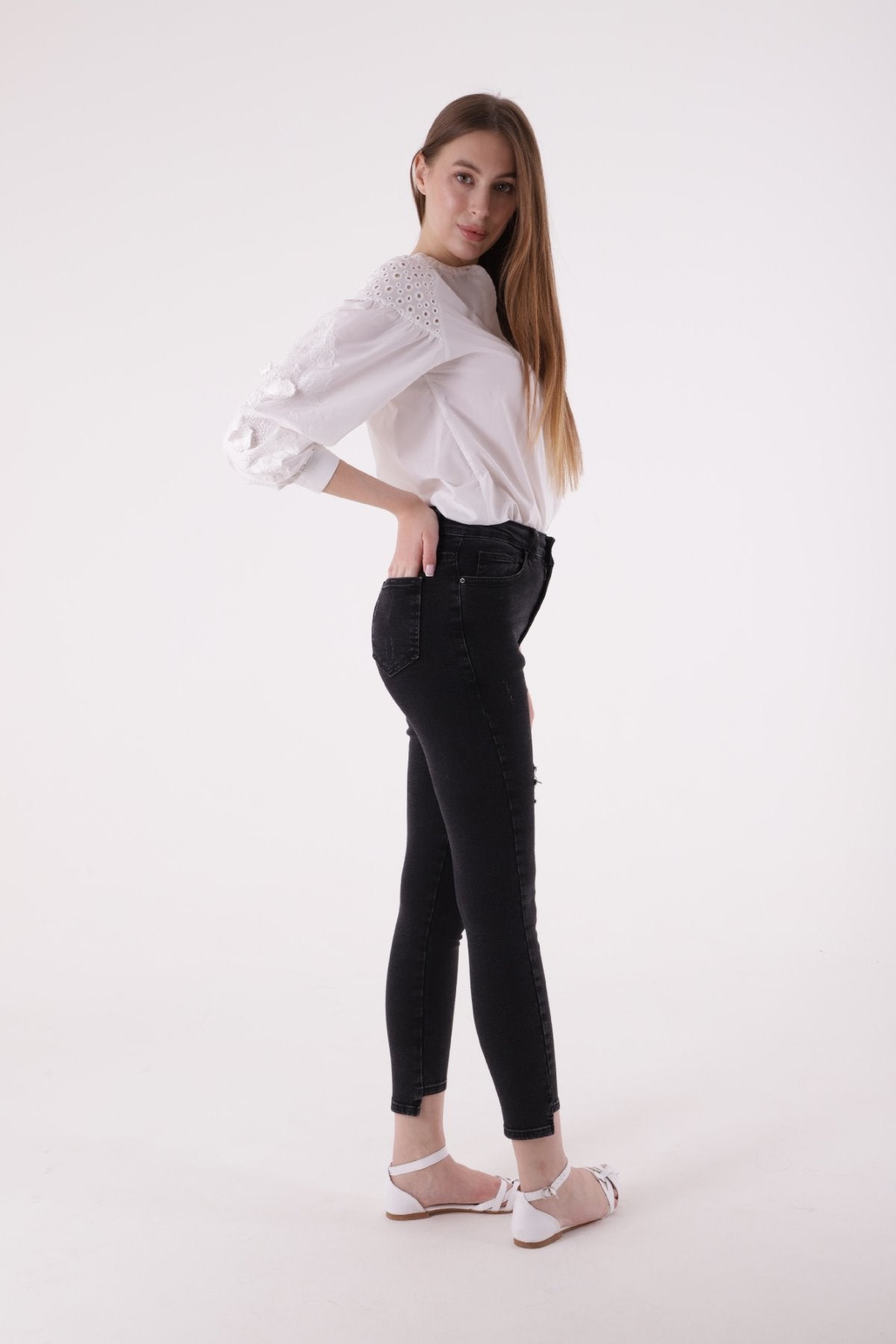 Asimetrik Paça Kot Pantolon 713