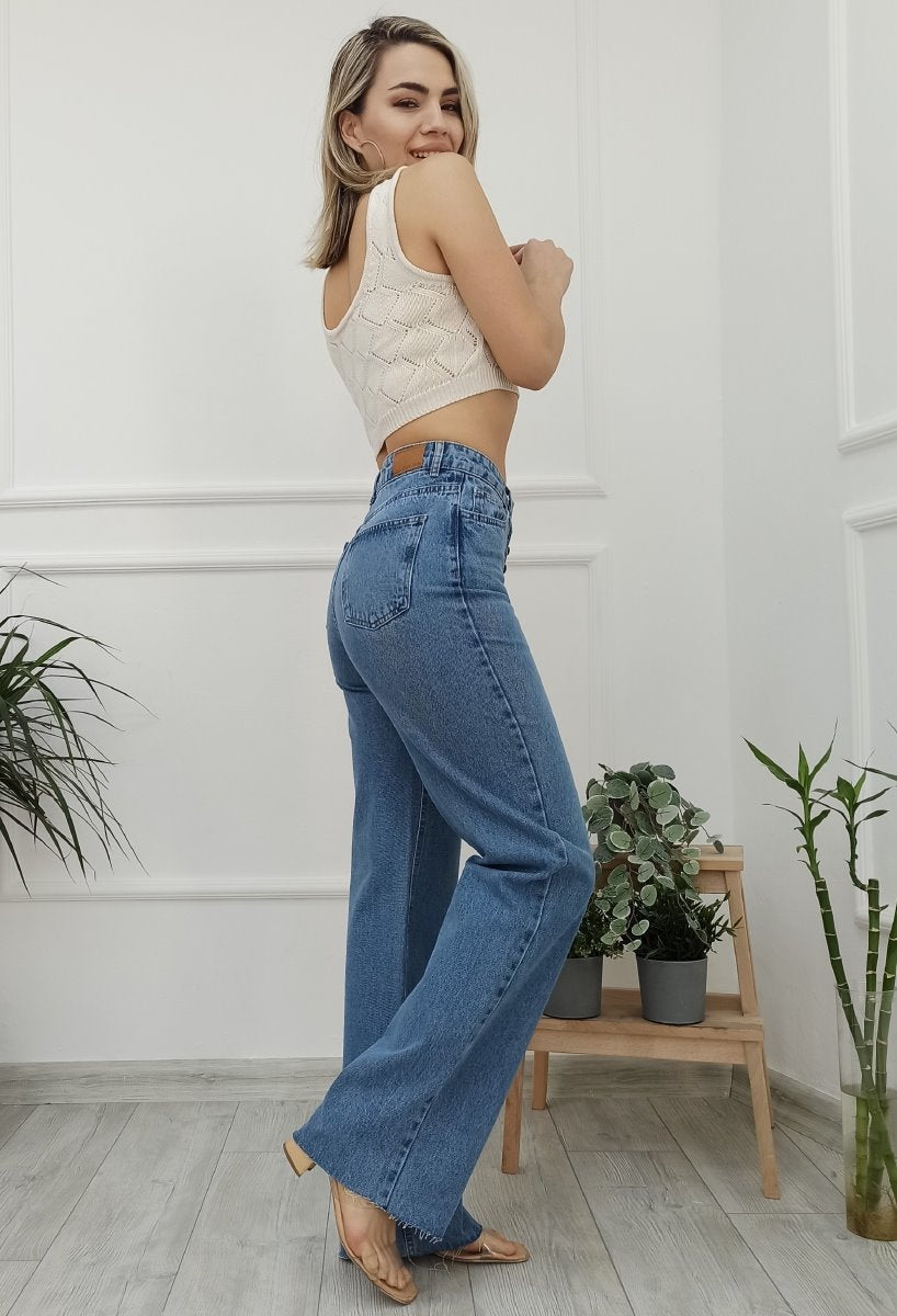 Dikişsiz Paça Beş Düğmali Relax Kot Pantolon 917