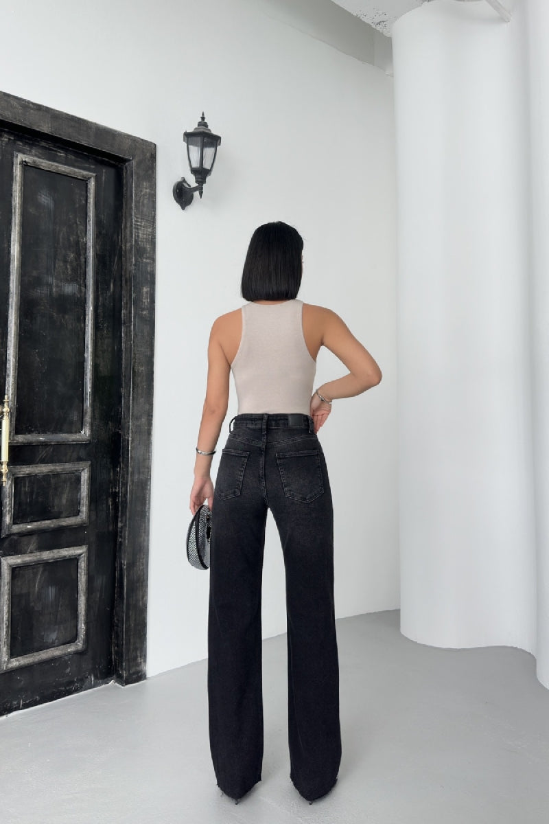 Taşlı Straight Kot Pantolon 7112