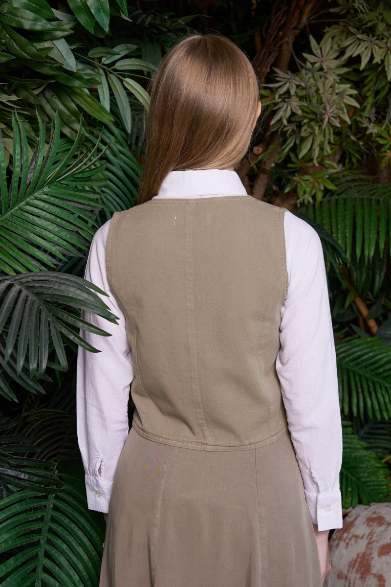 Düğmeli Keten Yelek HS603