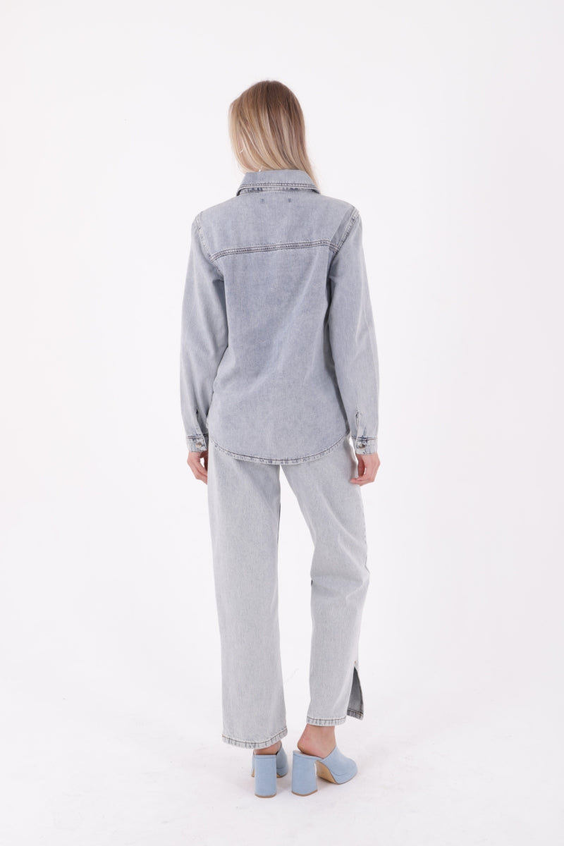 Çıtçıtlı Kot Gömlek 6013