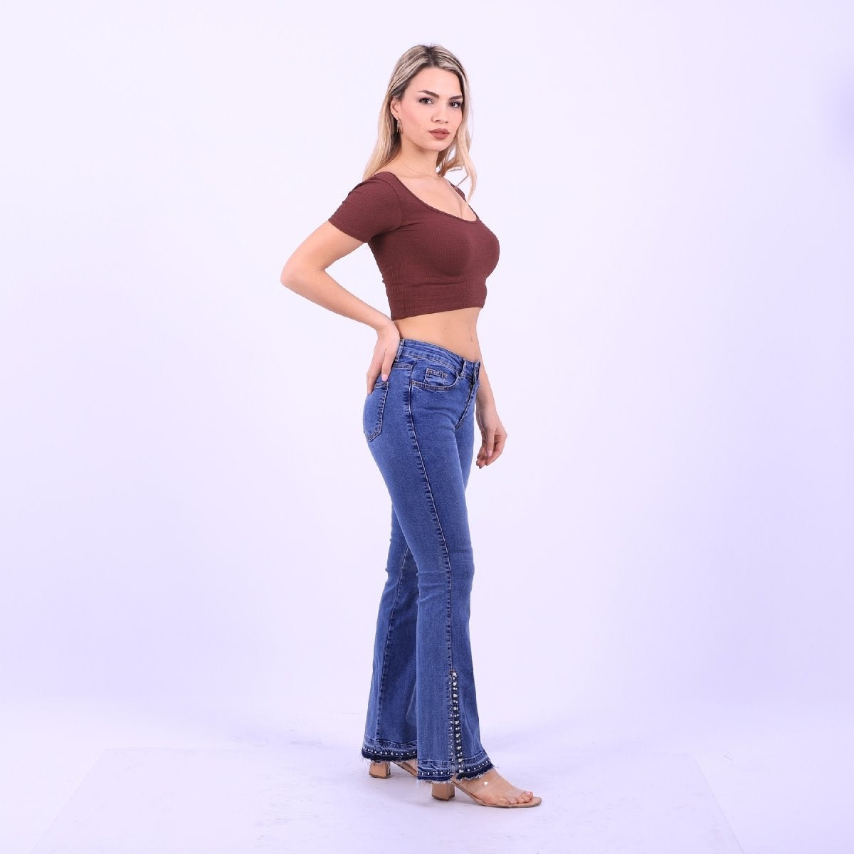 Paça Yırtmaçlı Droplu Kot Pantolon 774