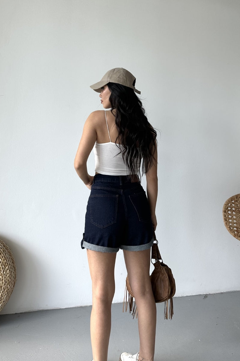 Duble Paça Kot Şort 292