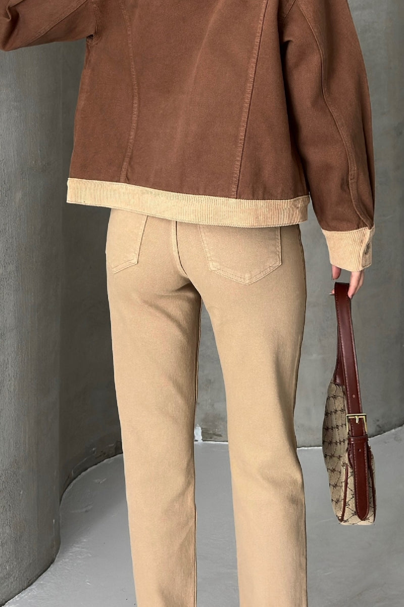 Şerit Detaylı Mom Fit Kot Pantolon 7111
