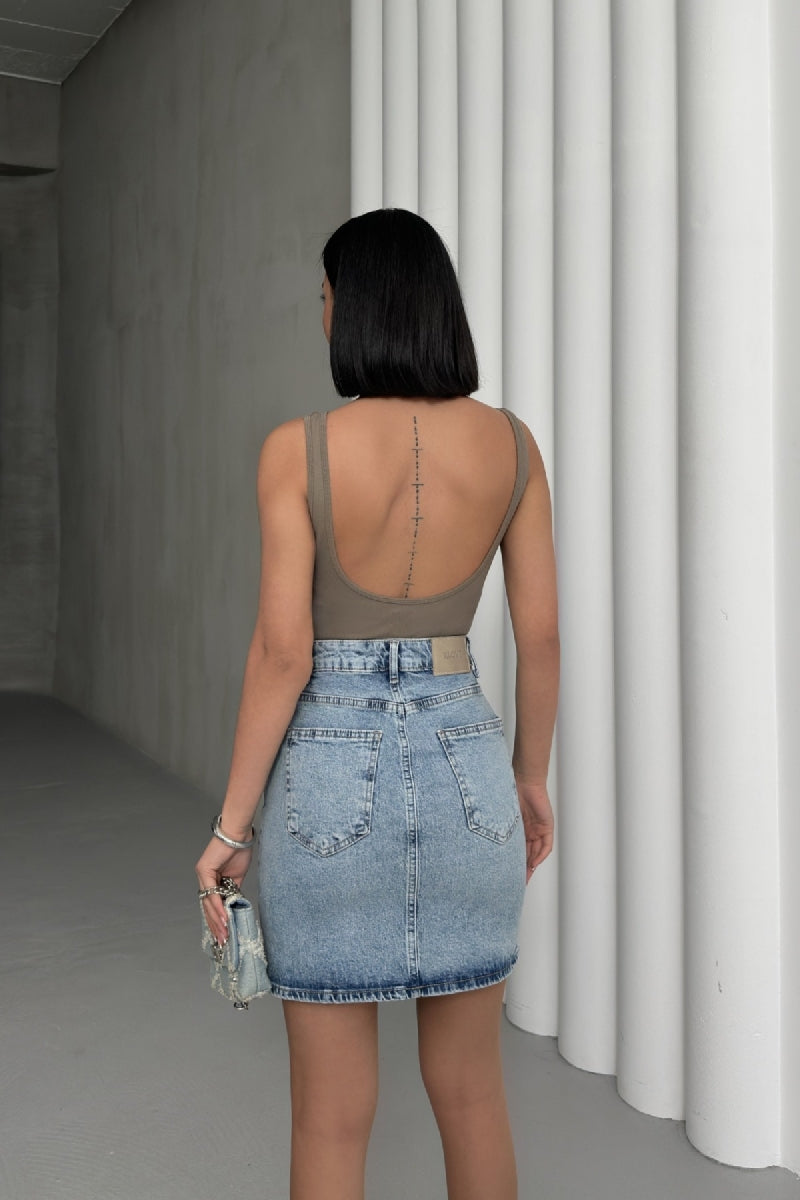 Kısa Boy Kot Etek 1036