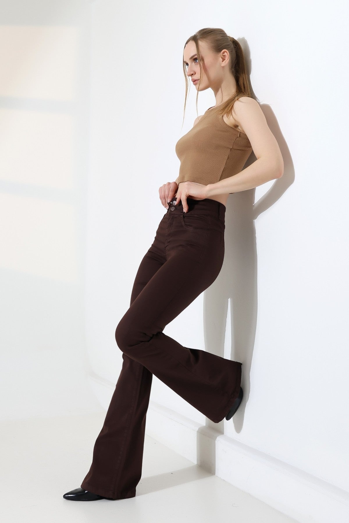 Pensli Geniş Kemerli Kot Pantolon