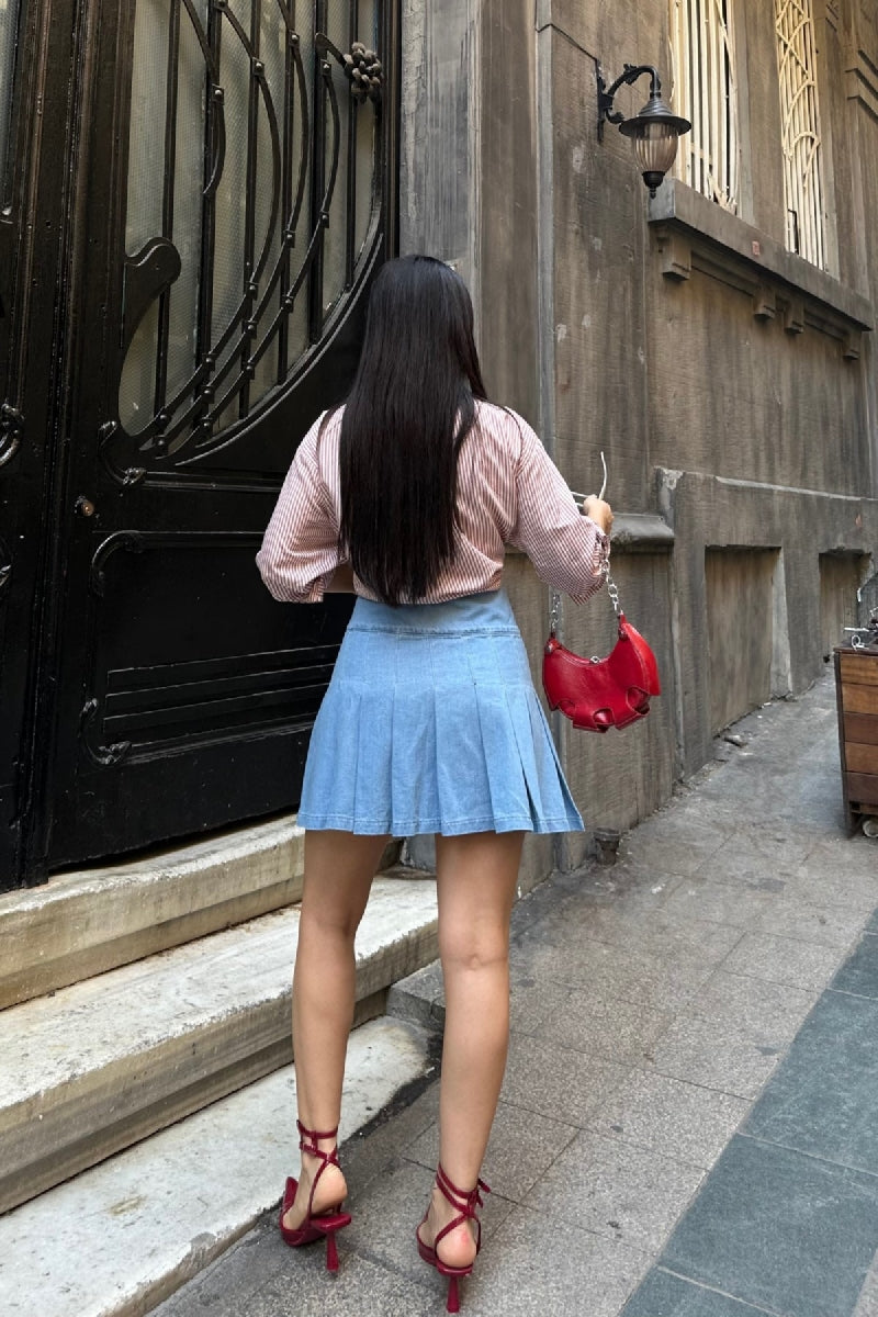 Pileli Mini Etek 1085