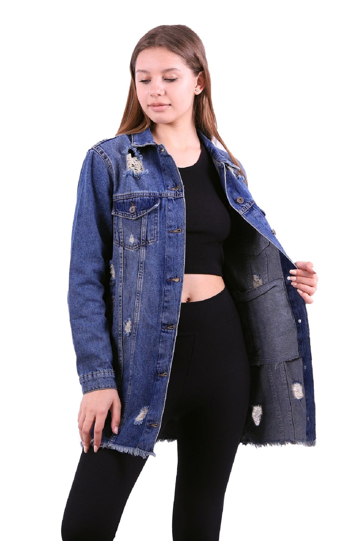 Altı Püsküllü Boyfriend Kot Ceket 679
